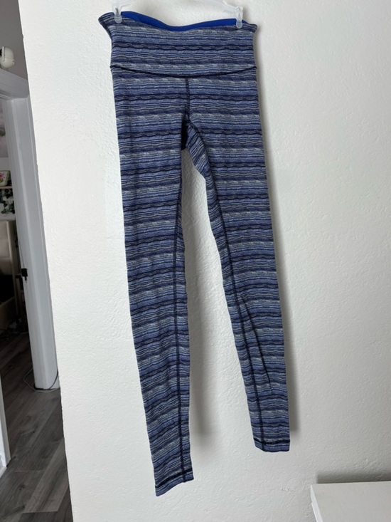 lululemon athletica Pants - Lululemon Wunder Under High-Rise Leggings | Blue Stripe Pattern | Size 4